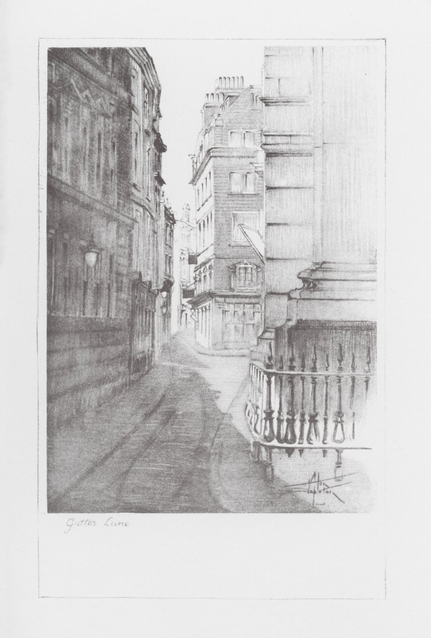 London Lanes: Gutter Lane (litografie) od Alan Stapleton