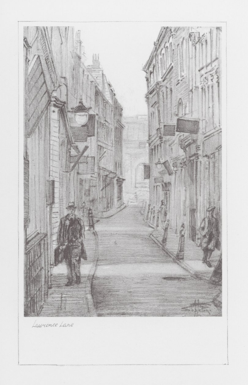 London Lanes: Lawrence Lane (litografie) od Alan Stapleton