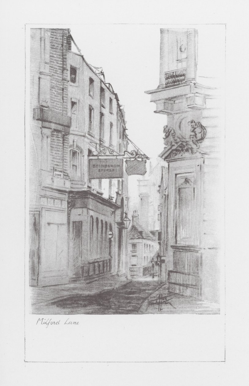 London Lanes: Milford Lane (litografie) od Alan Stapleton