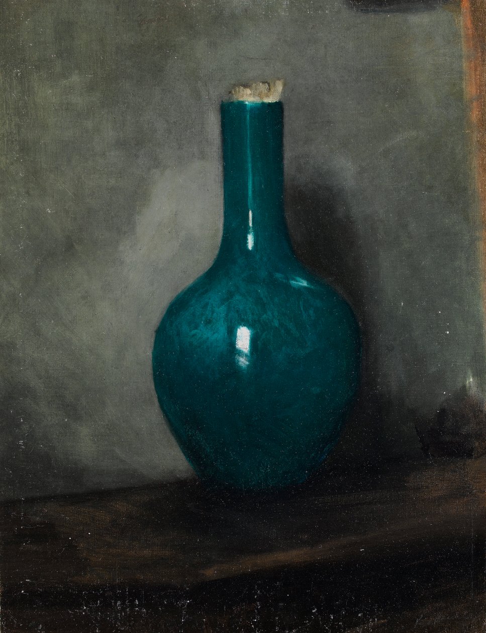Modrá váza na šedém pozadí, cca 1885 od Albert de Belleroche