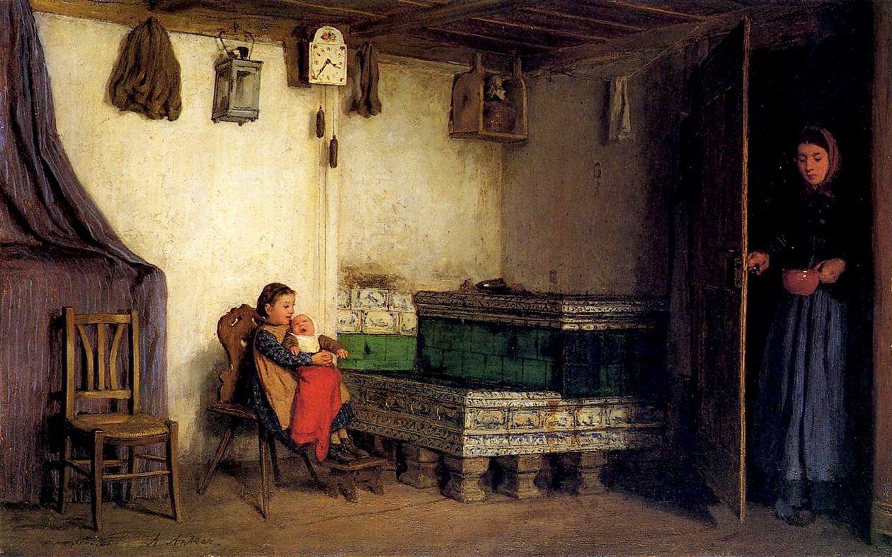 Interiér chalupy, cca 1870-77 od Albert Anker