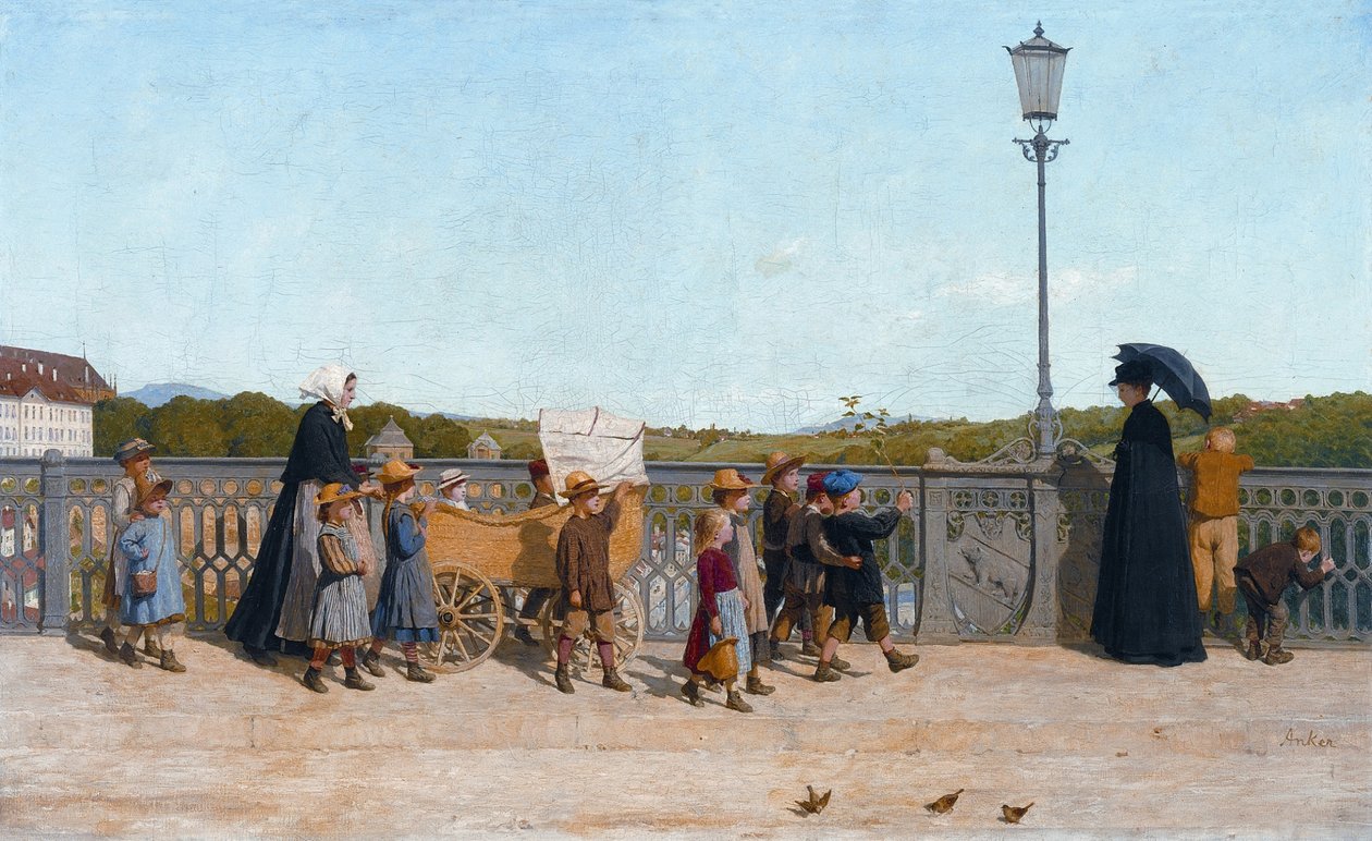 Batolecí škola na Kirchenfeldbrücke od Albert Anker