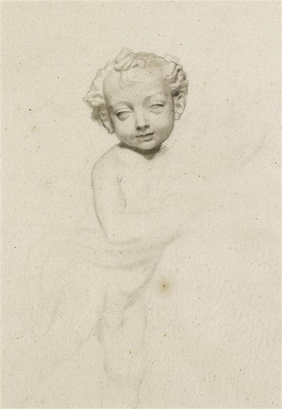 Kresba po okřídleném chlapci od Andrea del Verrocchio od Albert Anker