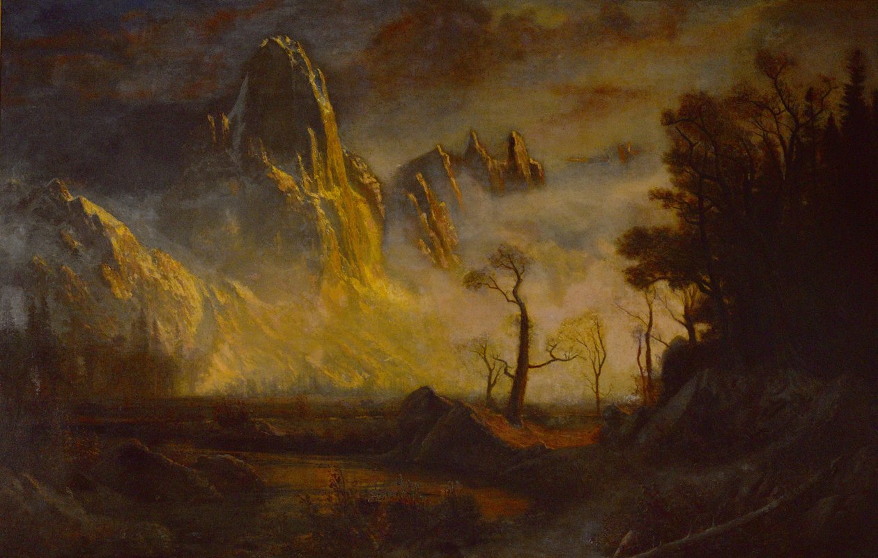 Raný sníh v údolí Yosemite, Sentinel Rock od Albert Bierstadt