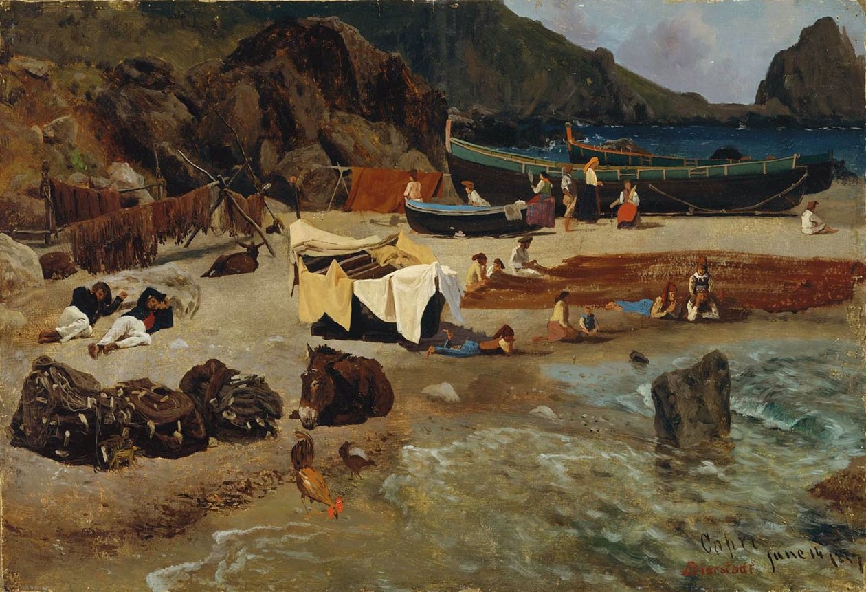 Rybářské lodě na Capri od Albert Bierstadt
