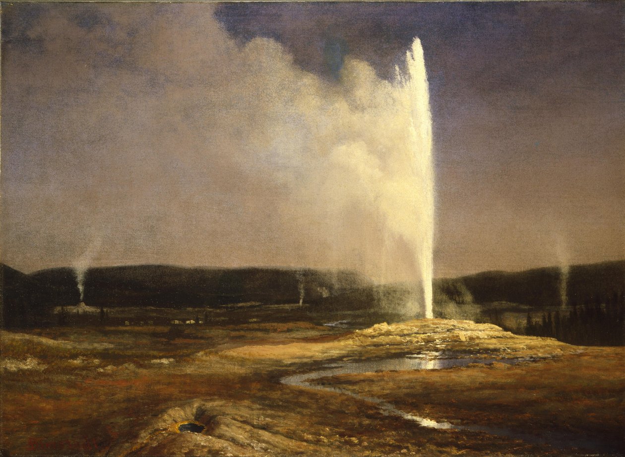 Gejzíry v Yellowstonu od Albert Bierstadt