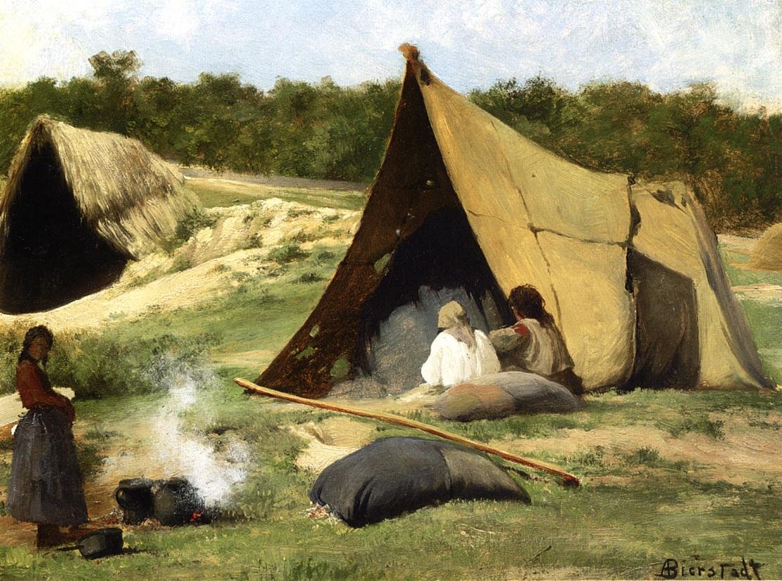 Indiánský tábor od Albert Bierstadt