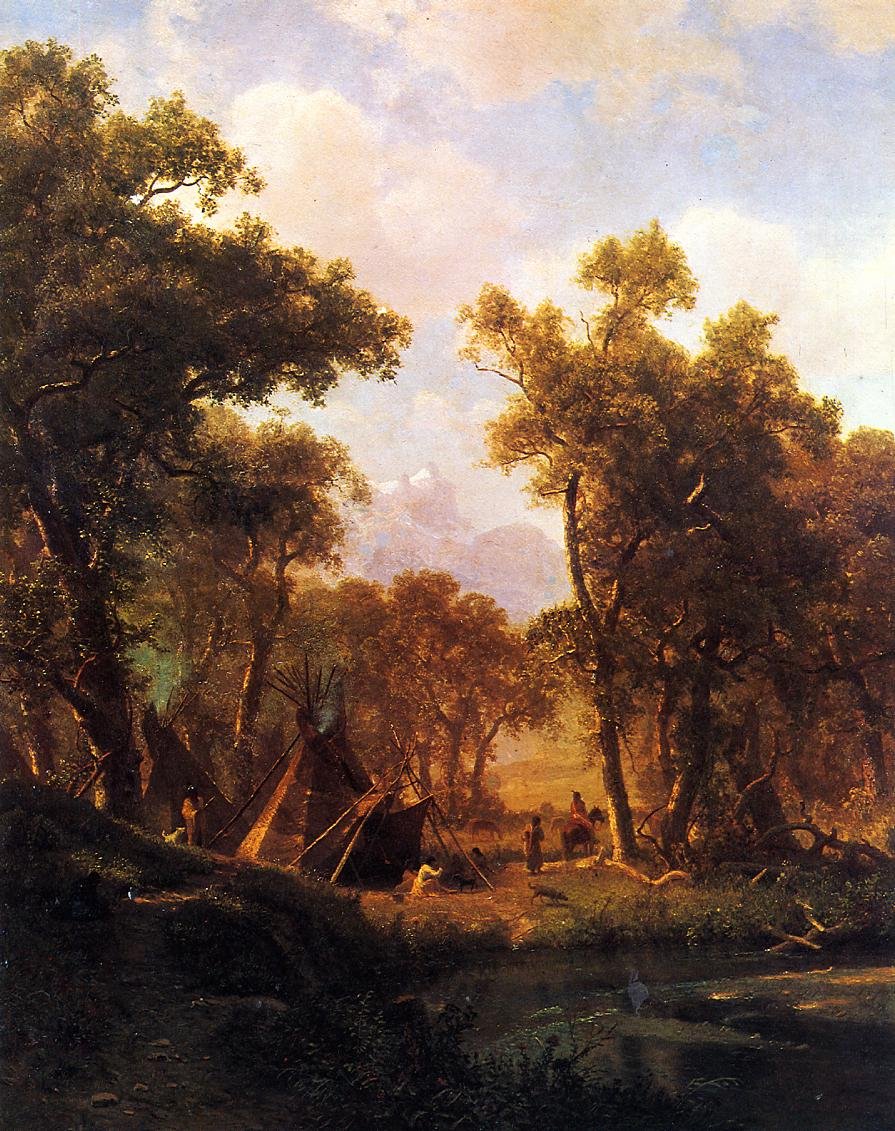 Vesnice Shoshone v indickém táboře od Albert Bierstadt