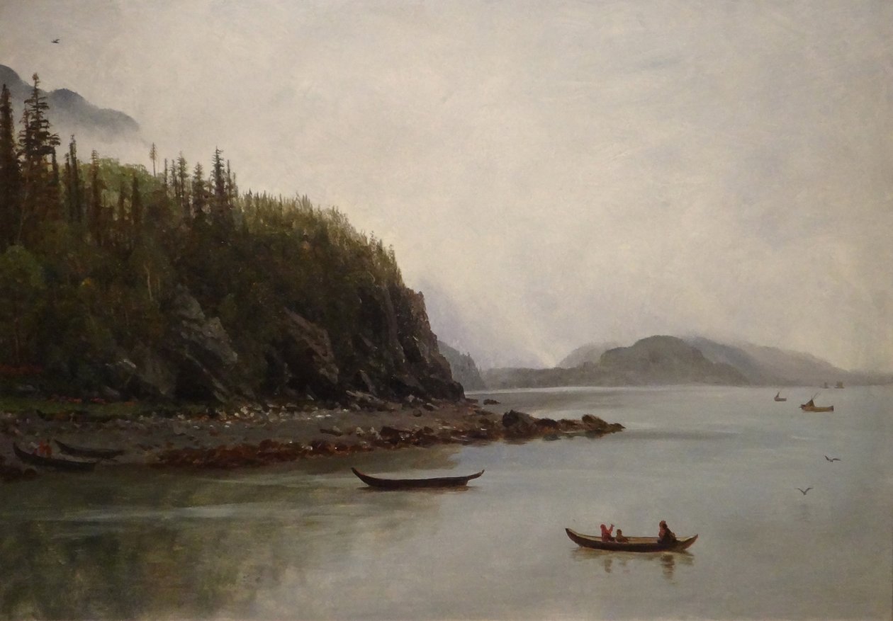 Indiáni lovící ryby od Albert Bierstadt