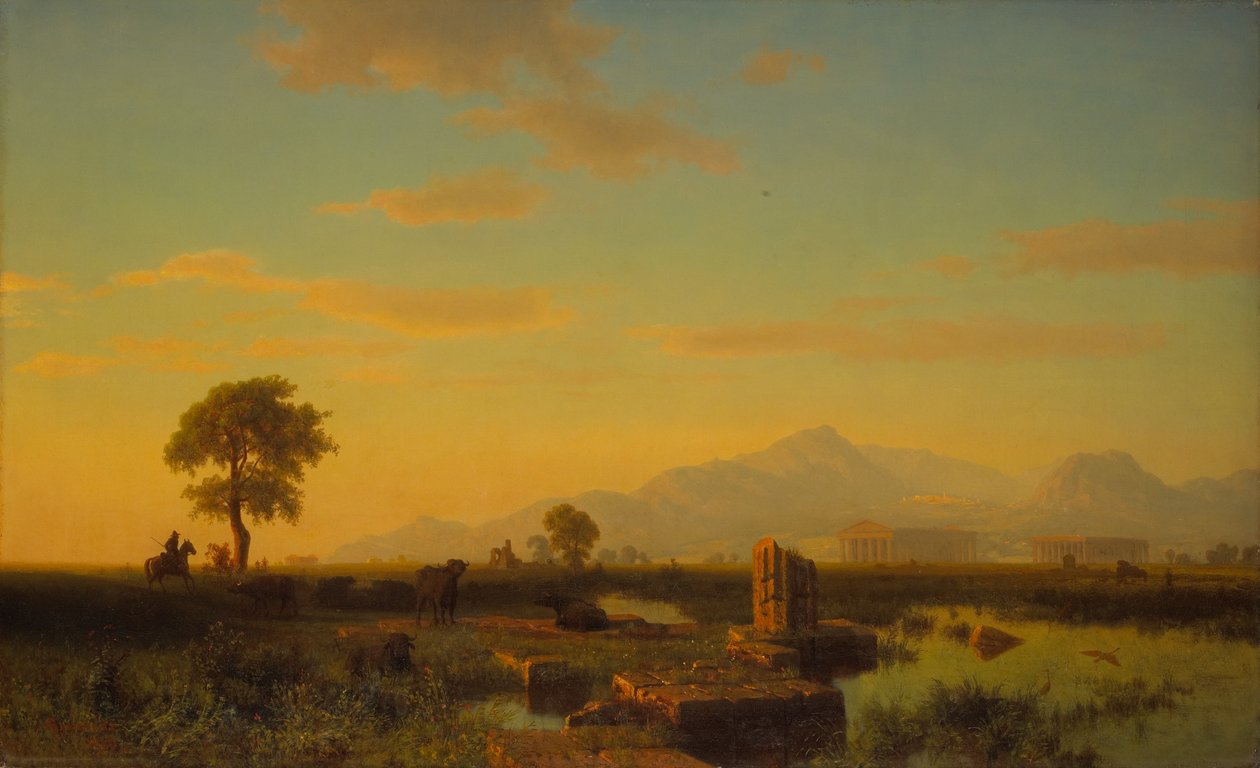 Ruiny Paestum, 1858 od Albert Bierstadt
