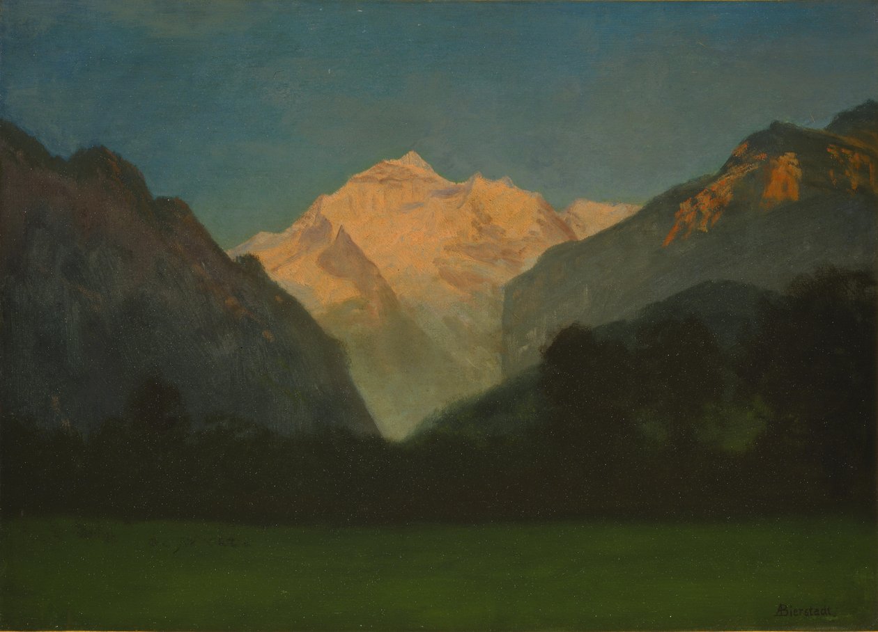 Pohled na Glacier Park nebo Sunset on Peak od Albert Bierstadt