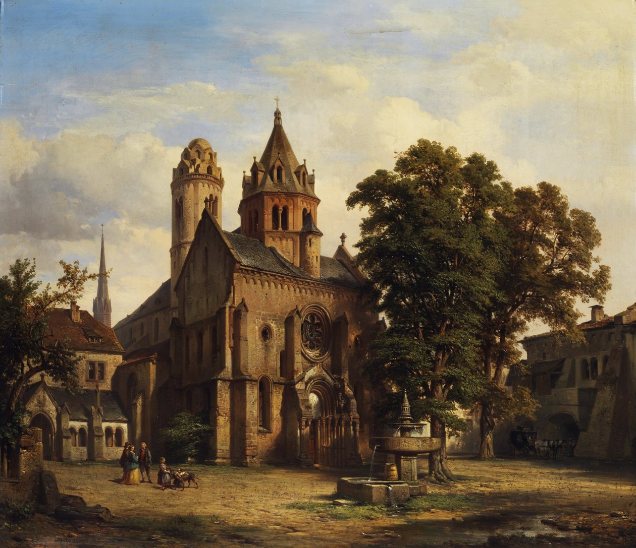 Pohled na románský kostel. od Albert Emil Kirchner