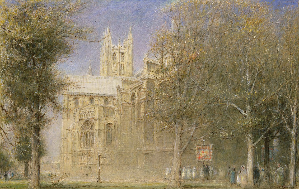 Canterburská katedrála od Albert Goodwin