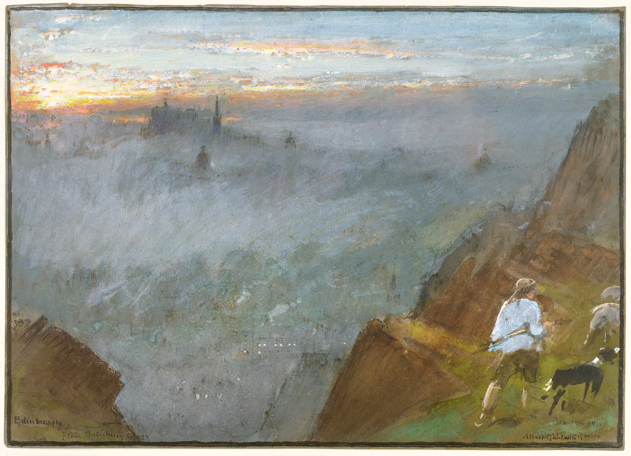 Edinburgh ze Salisbury Crags, 1917 od Albert Goodwin