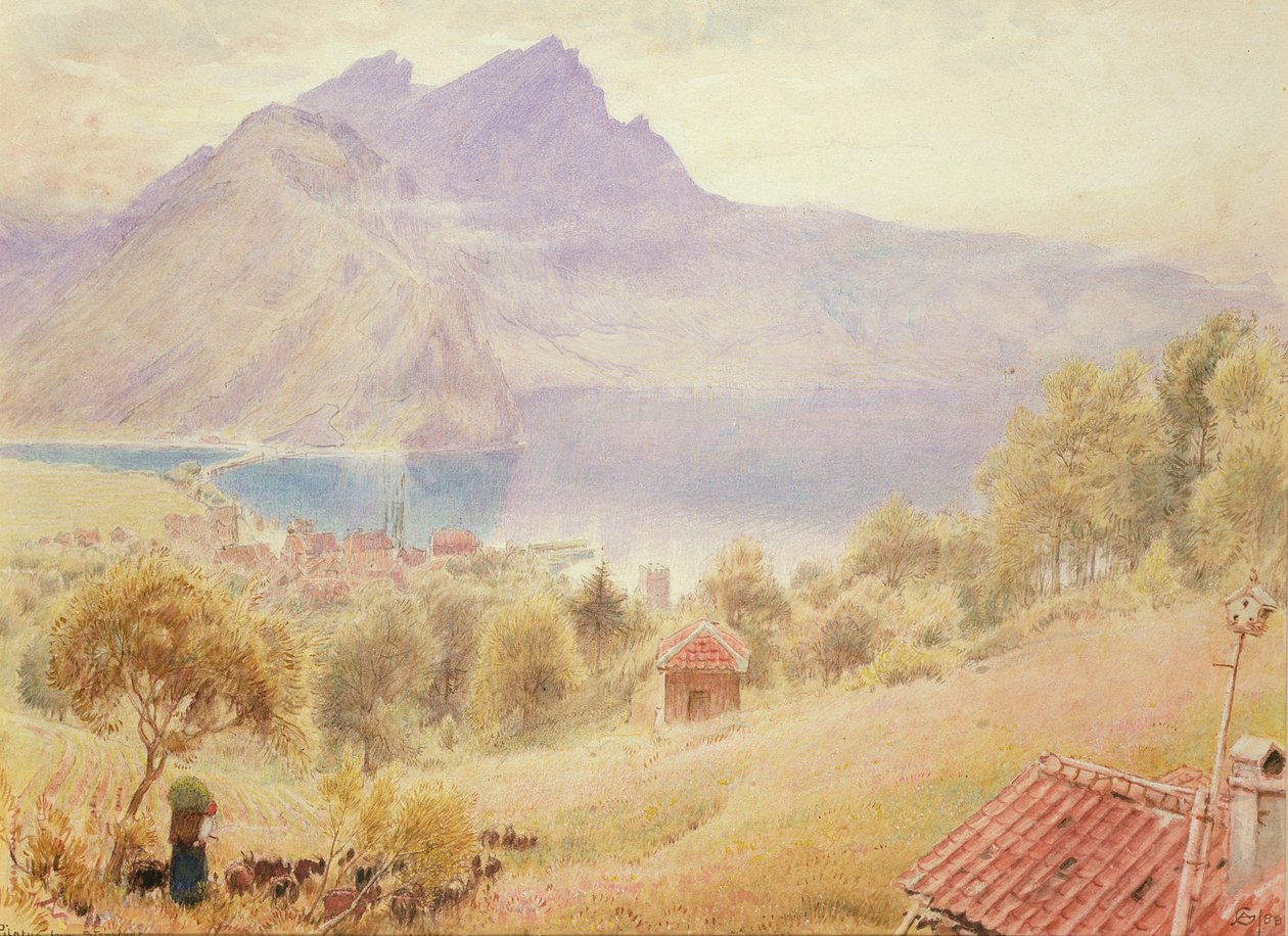 Pilatus ze Stanstadtu ve Švýcarsku od Albert Goodwin