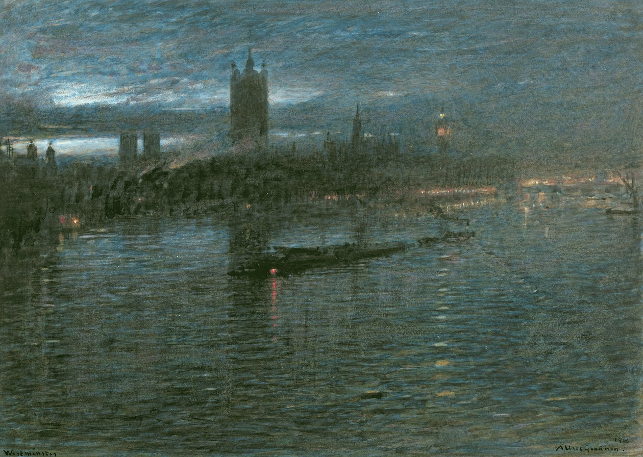 Westminster v noci od Albert Goodwin