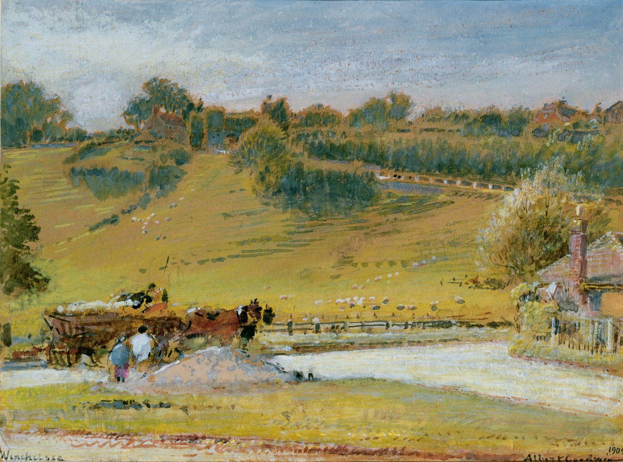 Winchelsea, 1909 (wc a tělová barva s tužkou na papíře) od Albert Goodwin