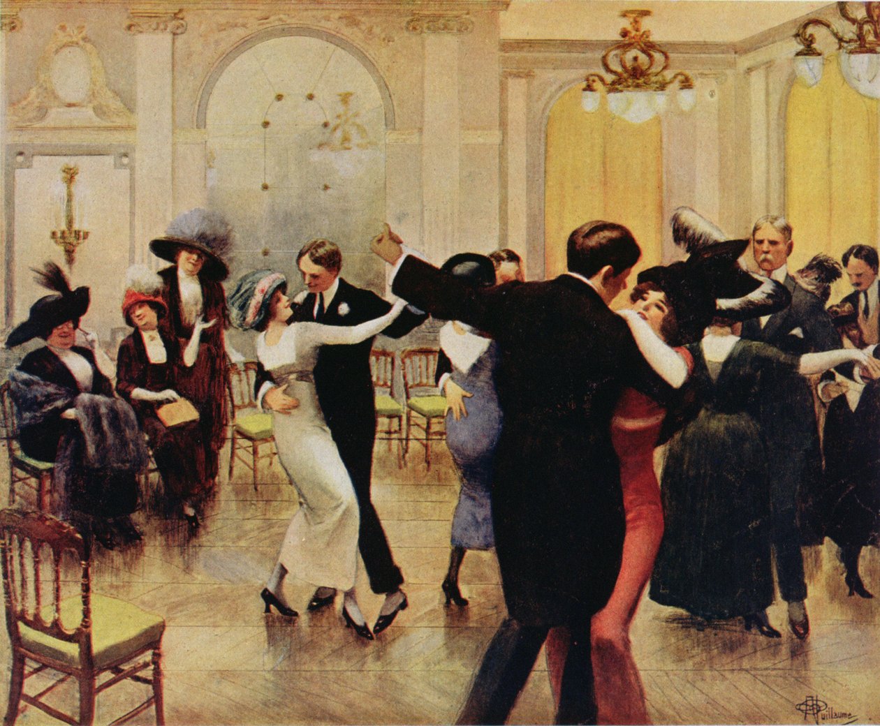 Doing the Tango, publikované ve Femina, 1913 od Albert Guillaume
