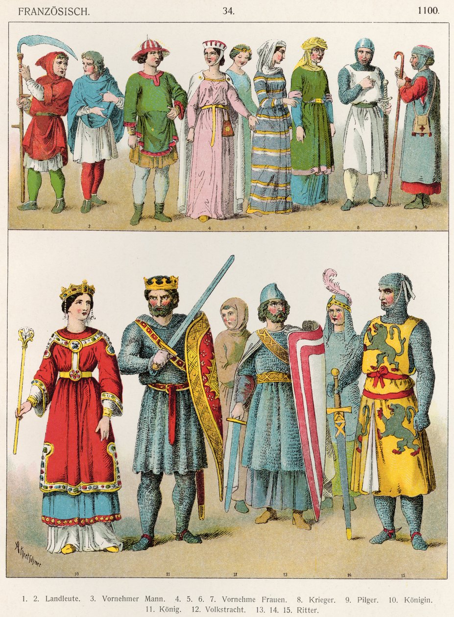 Francouzské šaty, kolem roku 1100, z 