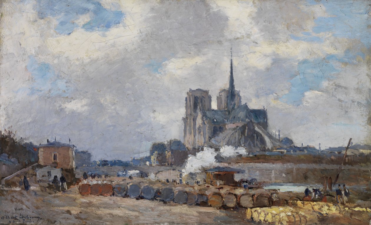Notre Dame de Paris, pohled z Quai de la Tournelle od Albert Charles Lebourg