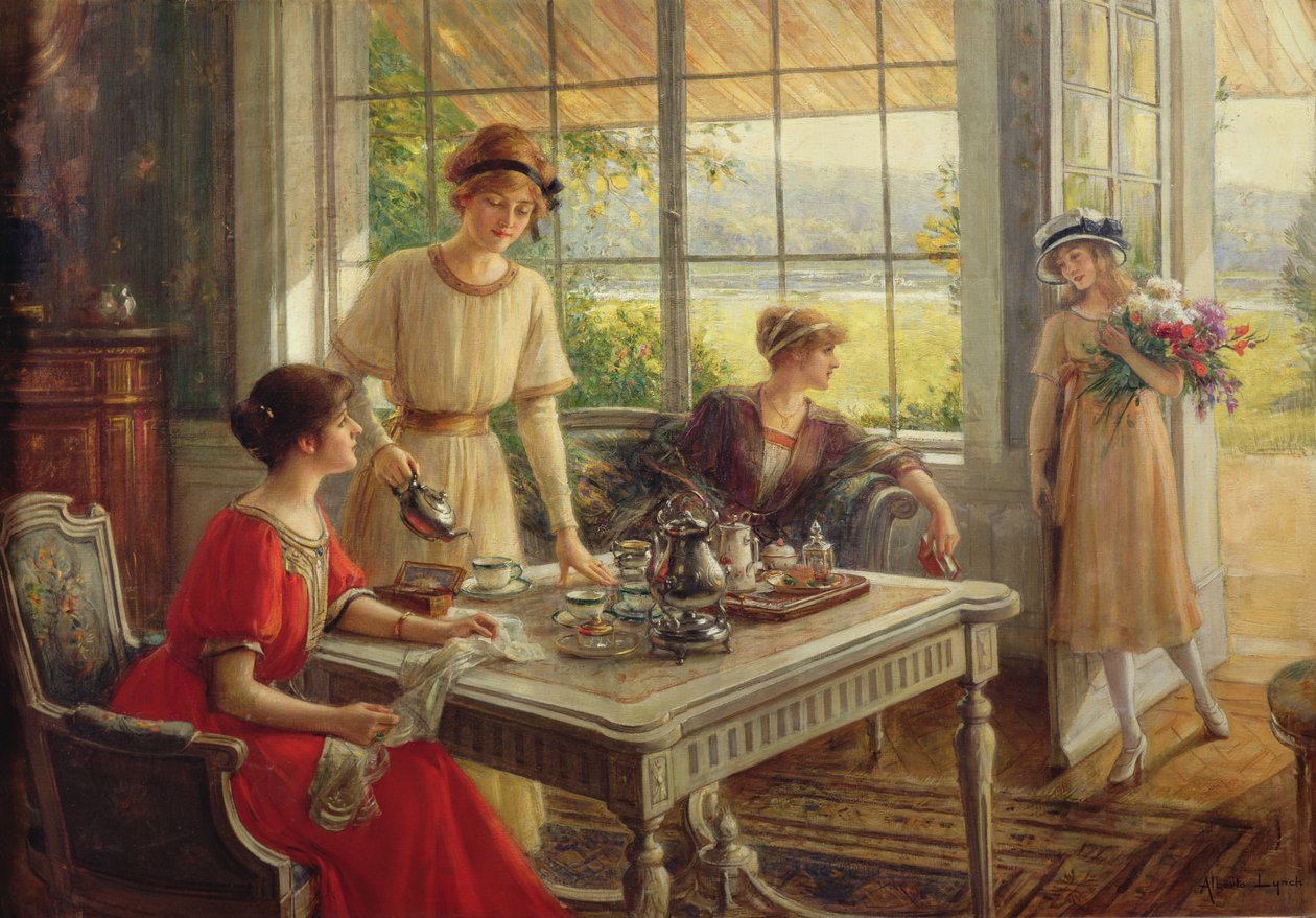 Ženy užívající čaj od Albert Lynch