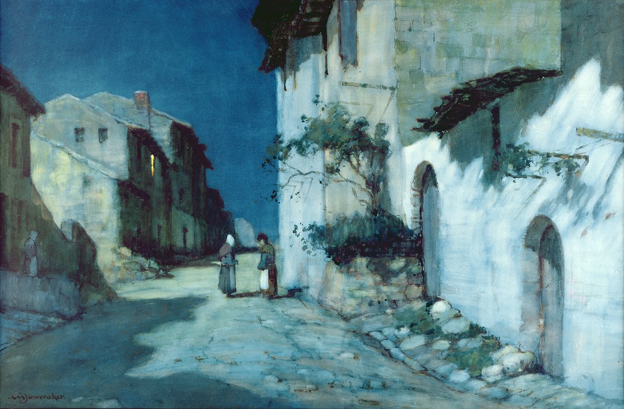 Španělská vesnická konverzace za měsíčního svitu od Albert Moulton Foweraker