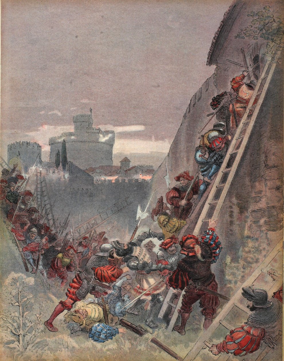 Bourbon zabit při útoku na Řím, 6. května 1527, ilustrace z 