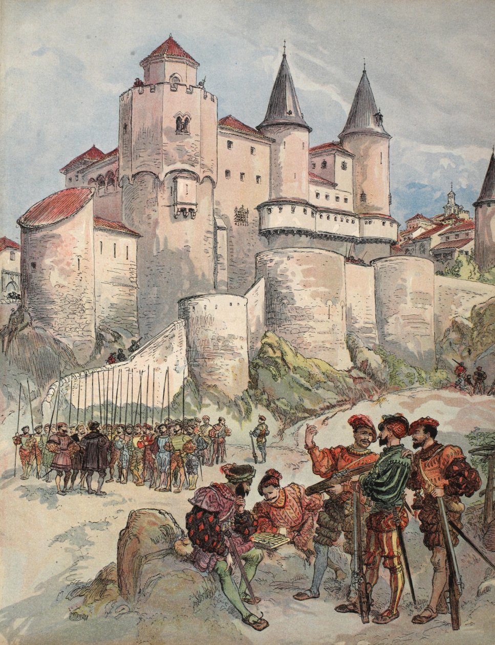 František I. držel zajatce ve věži Alcazaru v Madridu, ilustrace z 