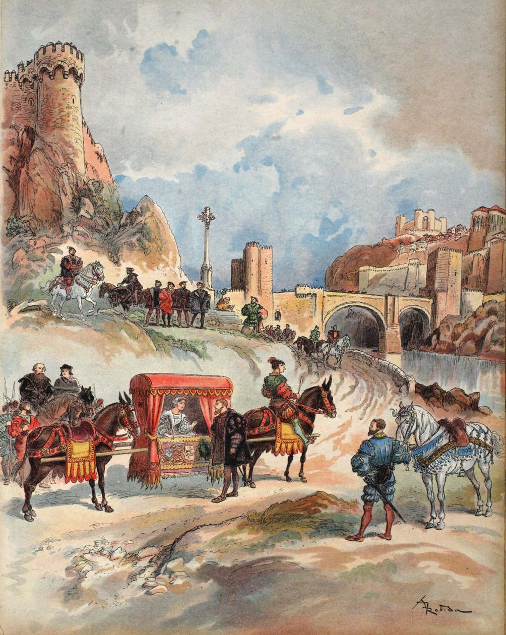 Margaret of France na návštěvě svého bratra, ilustrace z 