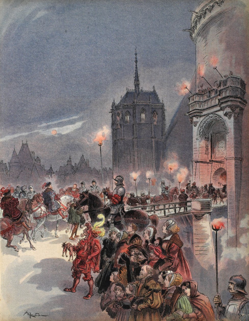 Přijetí Karla V. v Amboise, ilustrace z knihy "Francois Ier: Le Roi Chevalier, George G. Toudouze, vyd. 1909 od Albert Robida