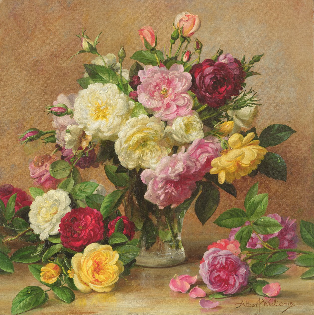 AB3052 Old Fashioned Victorian Roses, 1995 od Albert Williams