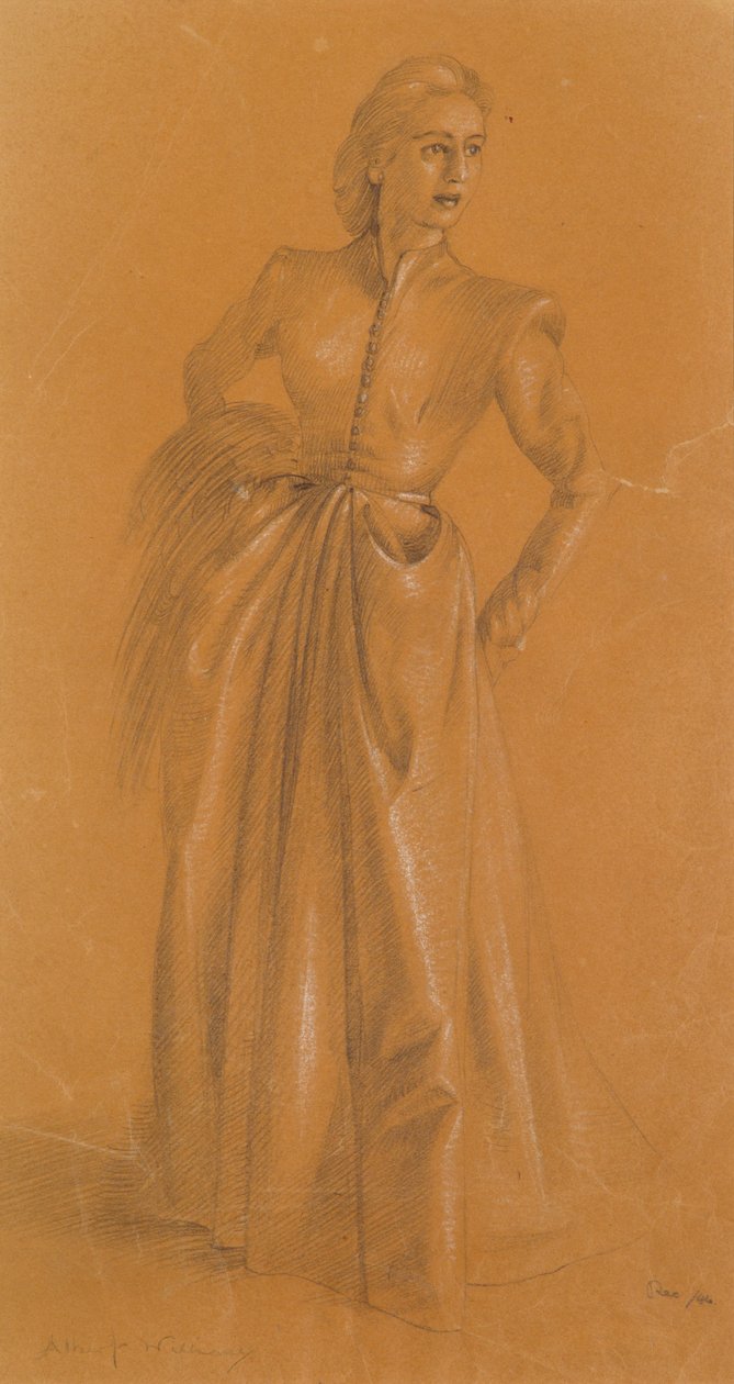Studie pro kostým, 1949 (tužka a křída na papíře) od Albert Williams