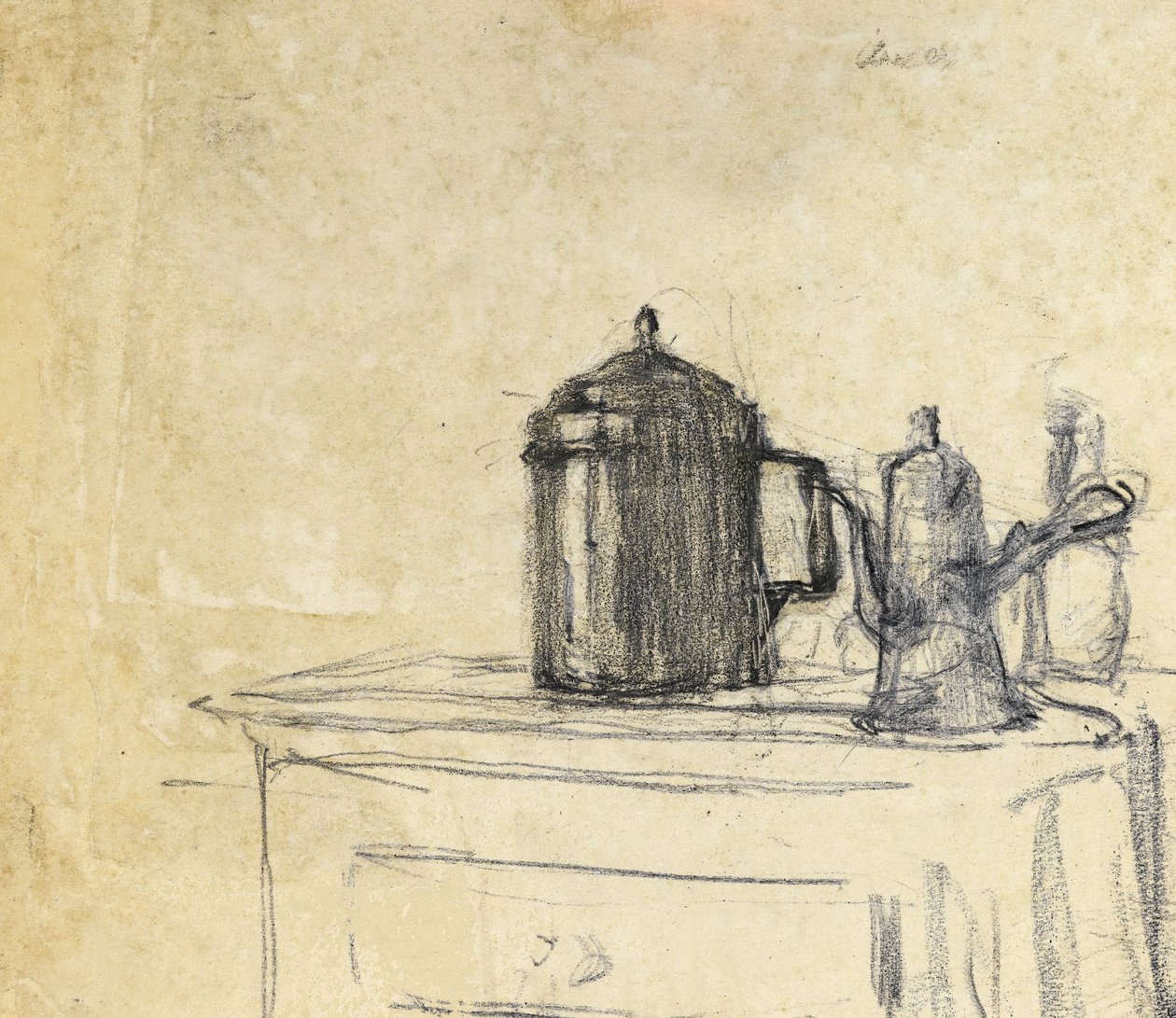 Zátiší džbánů, kolem roku 1890 (černá křída na papíře) od Albert de Belleroche