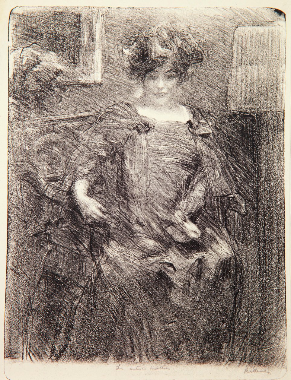 Umělcova matka (litografie) od Albert de Belleroche