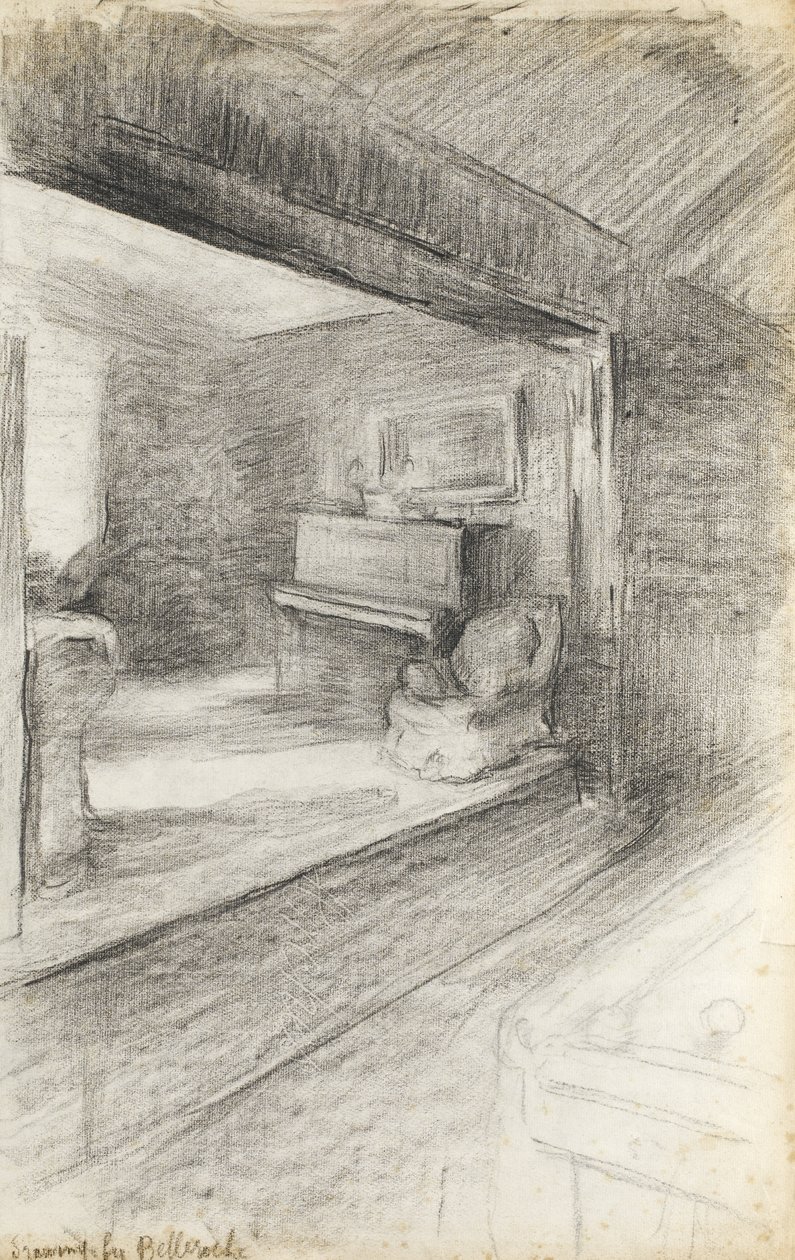 The Artists Sitting Room, cca 1890 (černá křída na papíře) od Albert de Belleroche