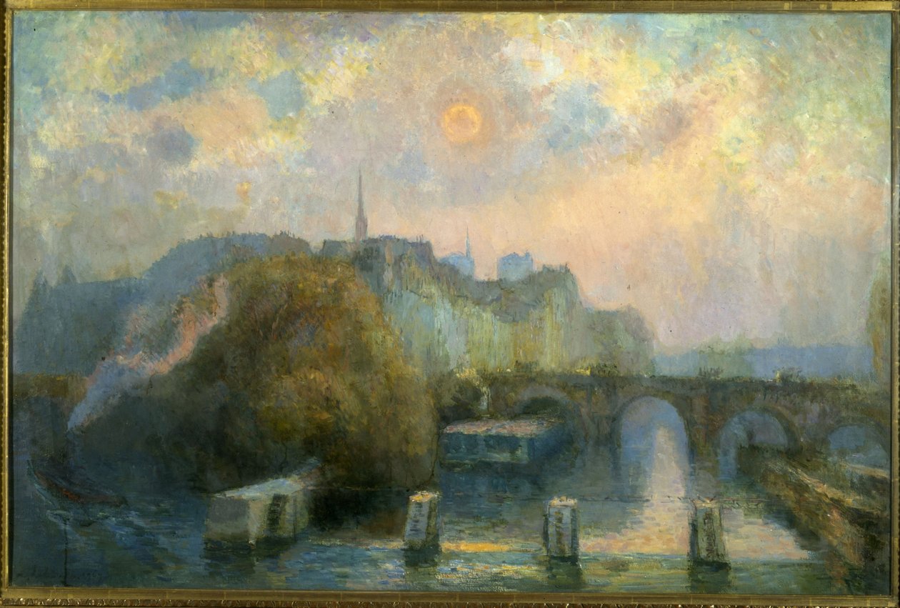 La Cité, Paříž, podzimní ráno od Albert Charles Lebourg