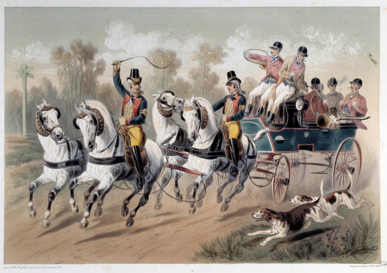 Hunting break, the start of the hunters Print by Albert Adam (1833-?) 19th century Paris, Musee Carnavalet od Albert Adam