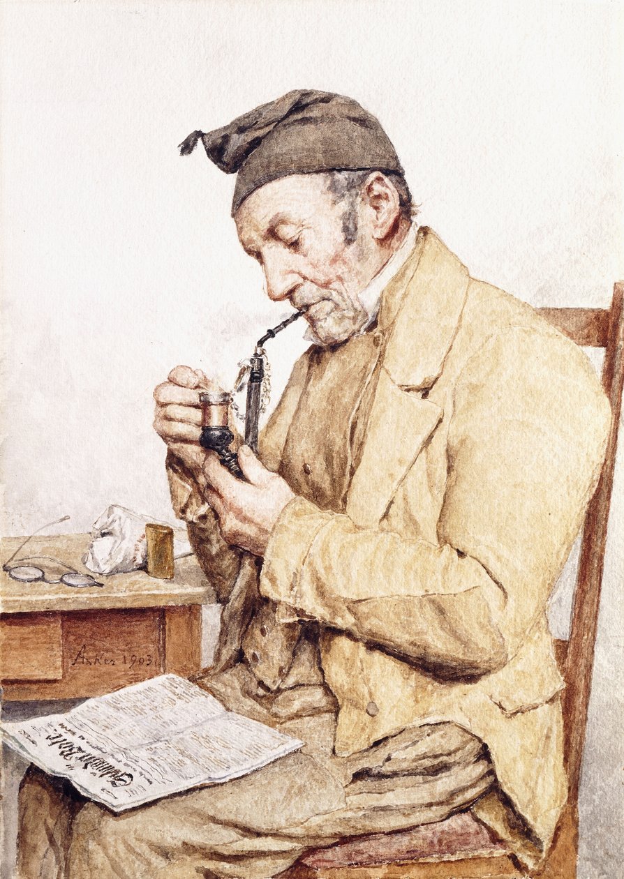 Dědeček s dýmkou, 1903 od Albert Anker