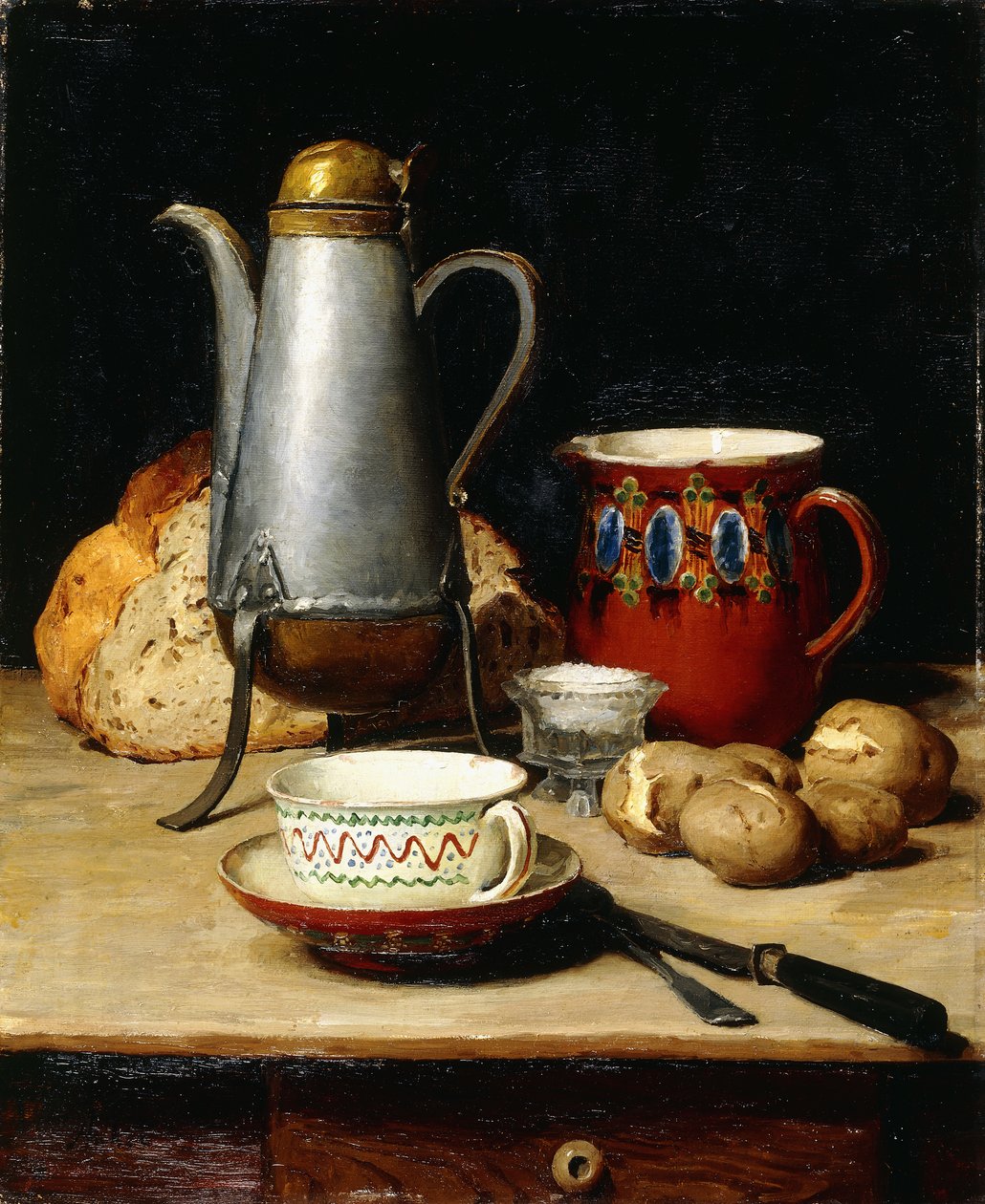 Zátiší: Káva a brambory, 1897 od Albert Anker