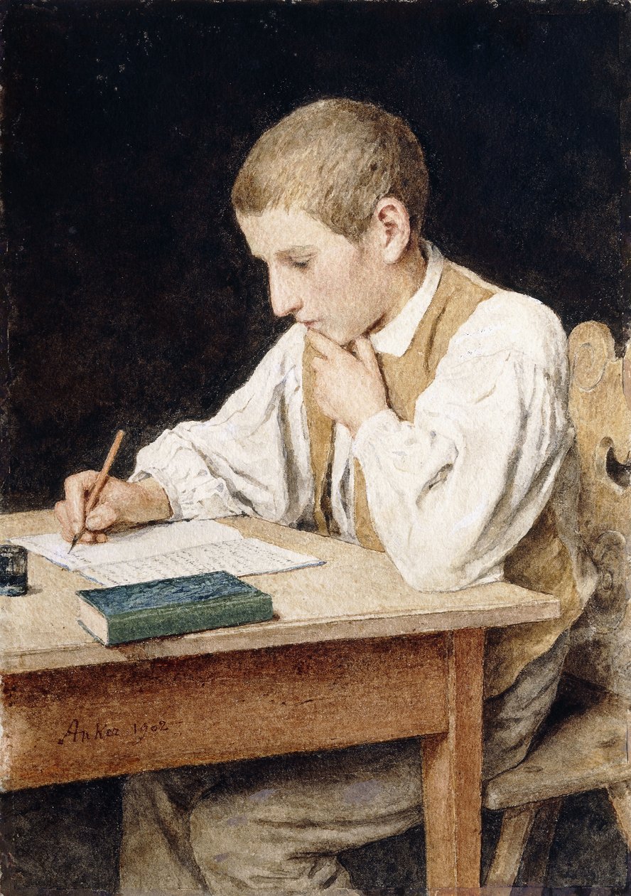 Psací chlapec, 1902 od Albert Anker
