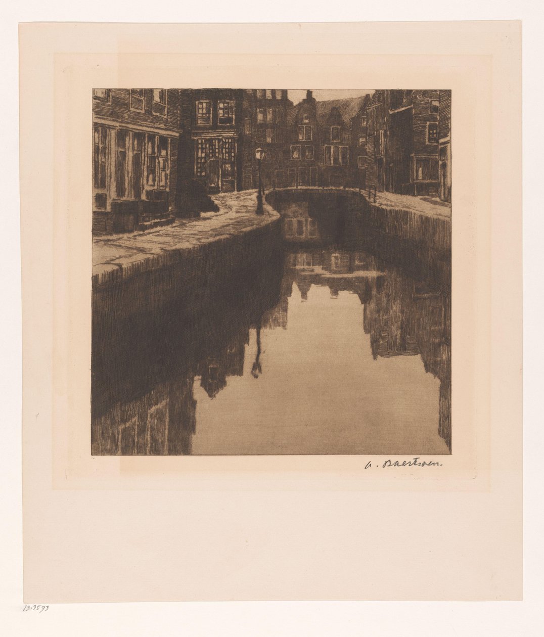 Pohled na Krom Boomssloot v Amsterdamu od Albert Baertsoen (signed by artist)