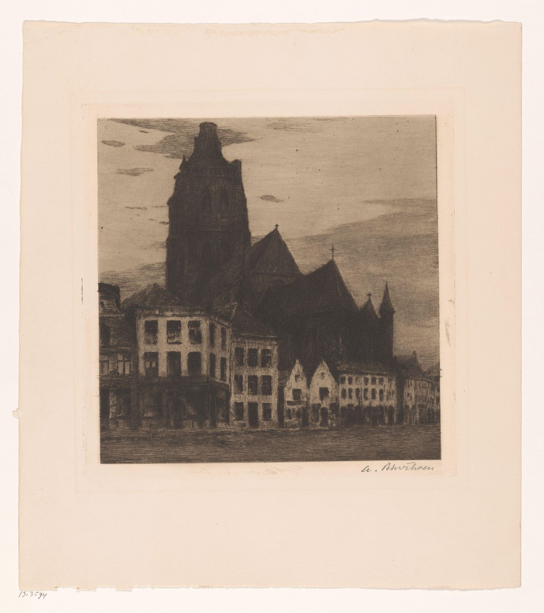 Pohled na kostel Saint Walburga v Oudenaarde od Albert Baertsoen (signed by artist)
