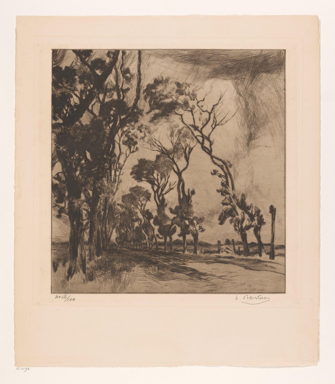 Krajina s alejí směrem na Ostende od Albert Baertsoen (signed by artist)