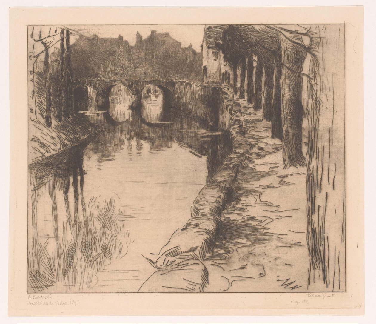 Starý most přes kanál v Diksmuide Vieux Pont (název na objektu) Starý most v Diksmuide od Albert Baertsoen