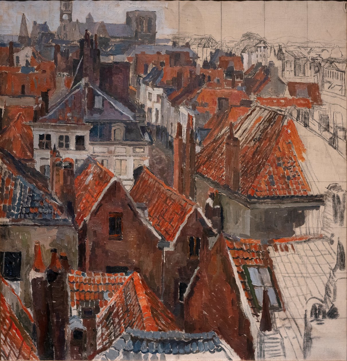 Střechy Gentu (nedokončená verze), cca 1920-22 (olej na plátně) od Albert Baertsoen