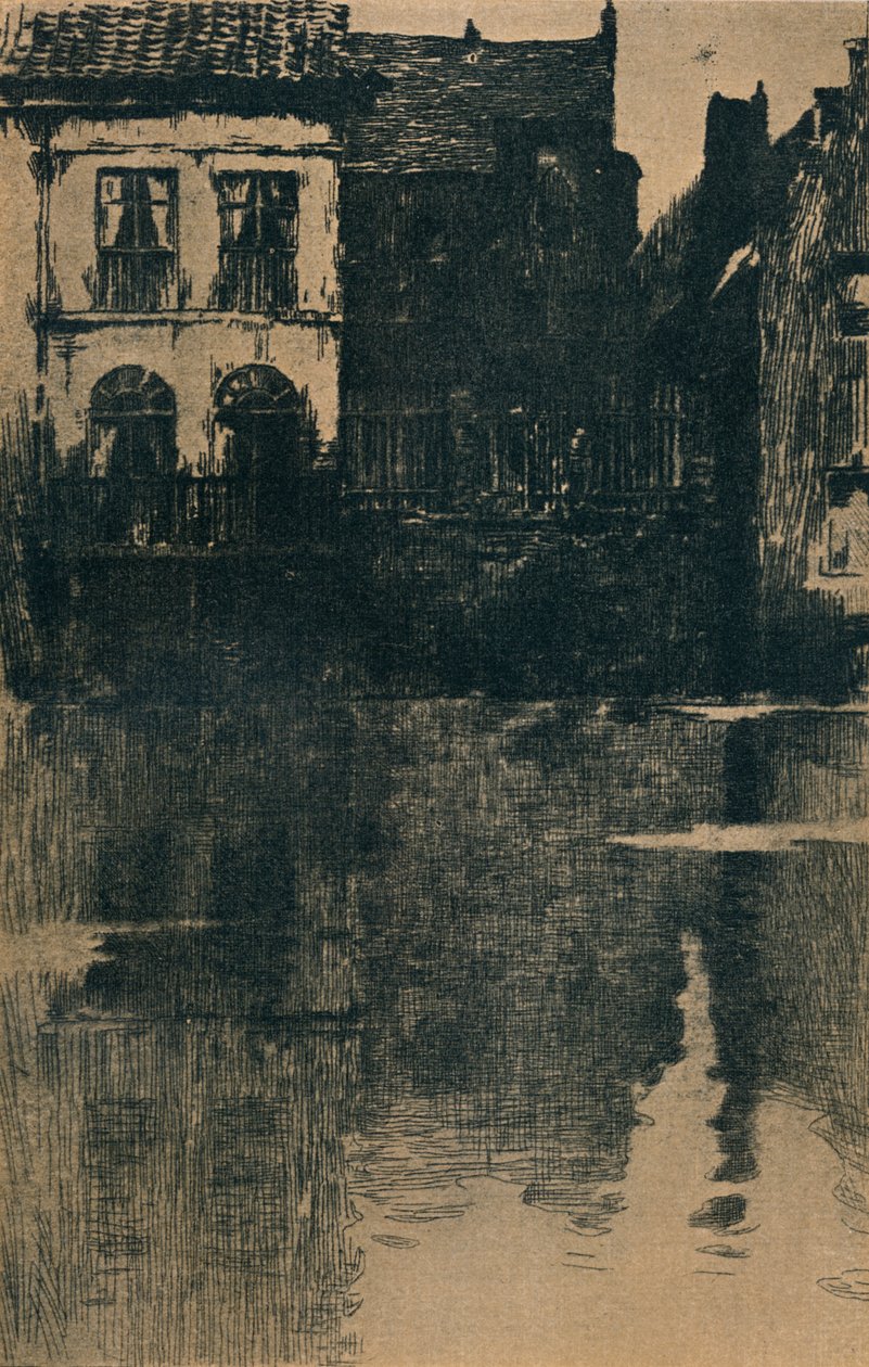 Staré domy u vody, c 1886-1906, 1906-7 od Albert Baertsoen