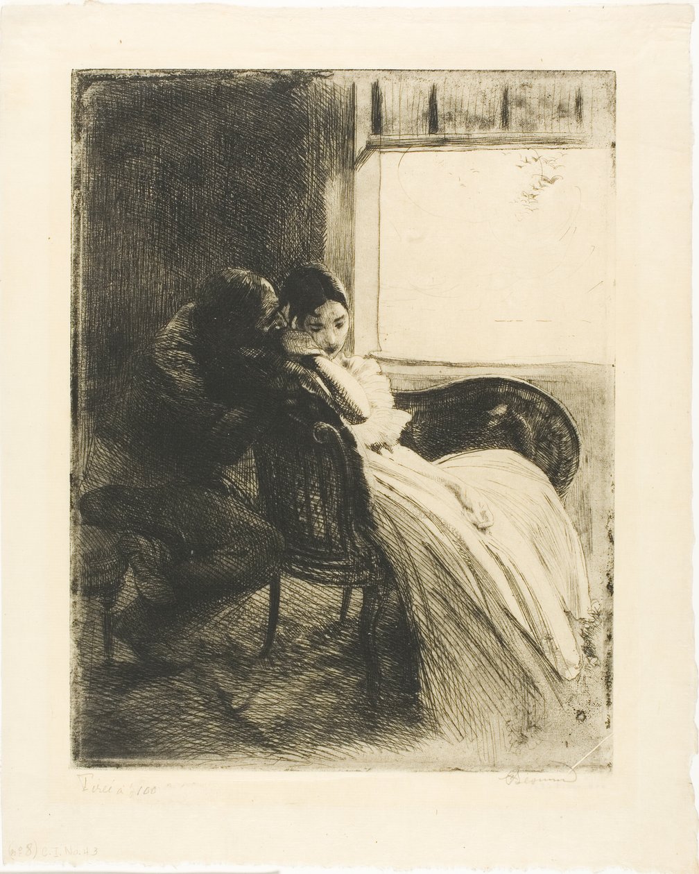 Flirtování, šestý talíř od Žena od Albert Besnard