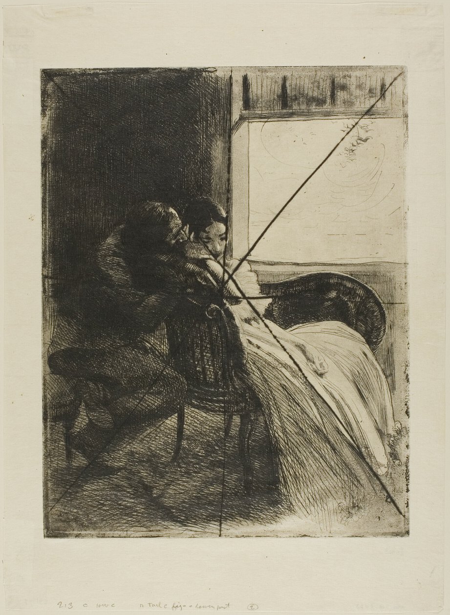 Flirtování, šestý talíř od Žena od Albert Besnard