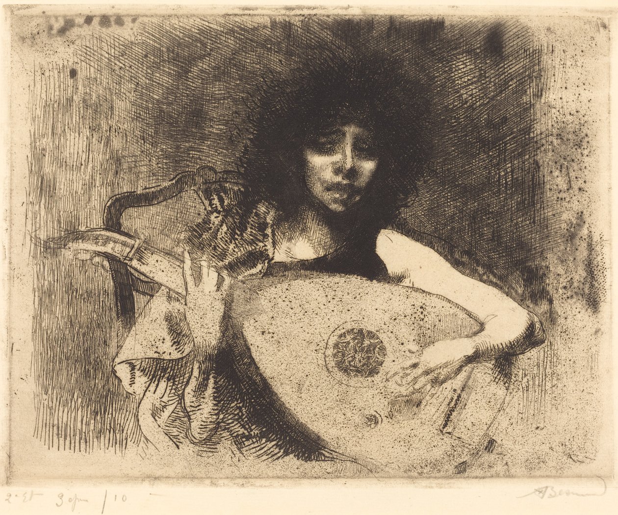 Hráč na loutnu od Albert Besnard