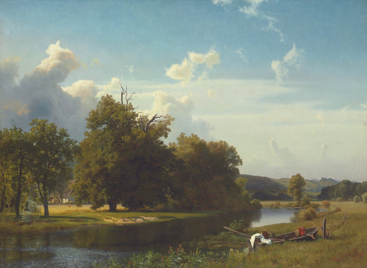 Říční krajina, Vestfálsko od Albert Bierstadt